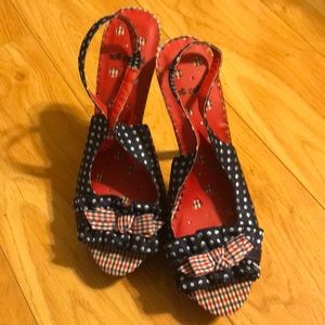 Cute Denim Polka Dot Heels